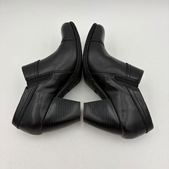 B.O.C. Born Concept Ankle Booties Heels Women 6 Black Leather Chunky Biker Zip - Picture 9 of 10